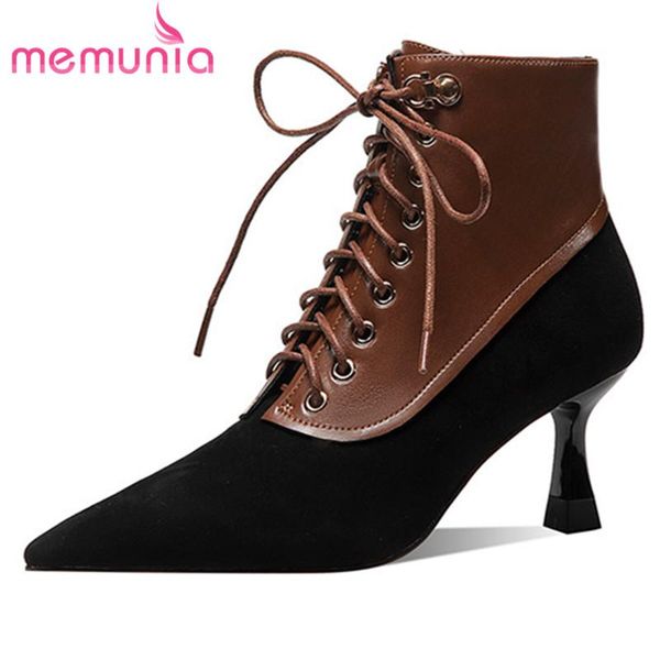 boots memunia 2021 arrive suede leather ankle for women shoes cross tied pointed toe thin high heels dress, Black
boots memunia 2021 arrive suede leather ankle for women shoes cross tied pointed toe thin high heels dress, Black