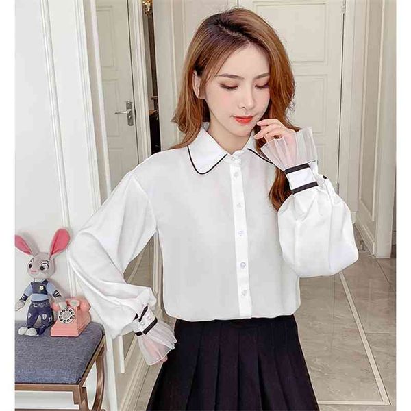 spring autumn women's blouse korean doll collar stitching long-sleeved chiffon shirt loose and thin female gx638 210507, White
spring autumn women's blouse korean doll collar stitching long-sleeved chiffon shirt loose and thin female gx638 210507, White