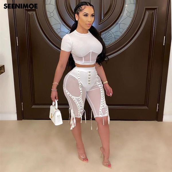 women bandage high waist see through mesh shorts lace up tassel active party bottoms skinny workout women's, White;black
women bandage high waist see through mesh shorts lace up tassel active party bottoms skinny workout women's, White;black