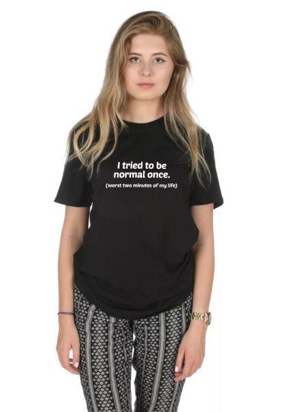 i tried to be normal once t-shirt slogan grunge tumblr fashion is boring, White;black
i tried to be normal once t-shirt slogan grunge tumblr fashion is boring, White;black