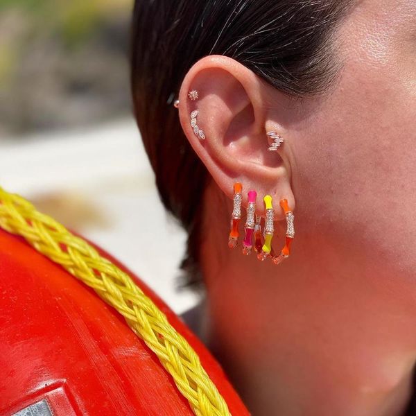 colorful fashion women jewelry neon enamel 8 colors geometric cz bamboo hoop earring, Golden
colorful fashion women jewelry neon enamel 8 colors geometric cz bamboo hoop earring, Golden