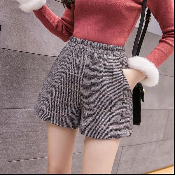 s 2xl retro plaid womens short woolen shorts for women autumn winter high waisted elastic waist booty, White;black
s 2xl retro plaid womens short woolen shorts for women autumn winter high waisted elastic waist booty, White;black