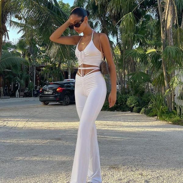 women's two piece pants tossy set for women halter and drawstring matching sets blue high waist hollow out outfits streetwear, White
women's two piece pants tossy set for women halter and drawstring matching sets blue high waist hollow out outfits streetwear, White