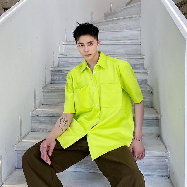 men lemon yellow blue short sleeve casual loose shirts male streetwear hip hop shirt men's, White;black
men lemon yellow blue short sleeve casual loose shirts male streetwear hip hop shirt men's, White;black