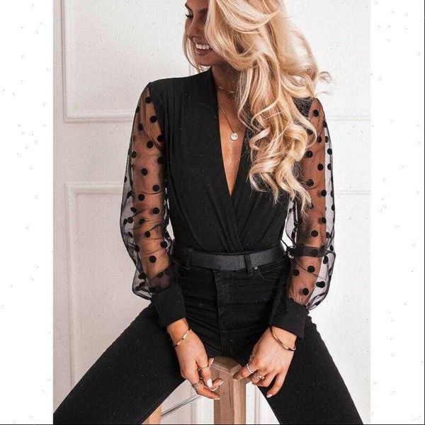 deep v neck transparent womens blouses polka dot puff long sleeve black party, White
deep v neck transparent womens blouses polka dot puff long sleeve black party, White