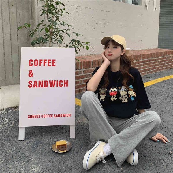 polos ytx075 korean version of cartoons released print all-match short-sleeve cotton women's t-shirt, White
polos ytx075 korean version of cartoons released print all-match short-sleeve cotton women's t-shirt, White