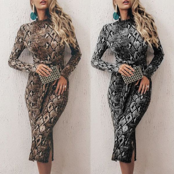 spot dress spring and summer new women's snake print long sleeve hip wrap slim, Black;gray
spot dress spring and summer new women's snake print long sleeve hip wrap slim, Black;gray