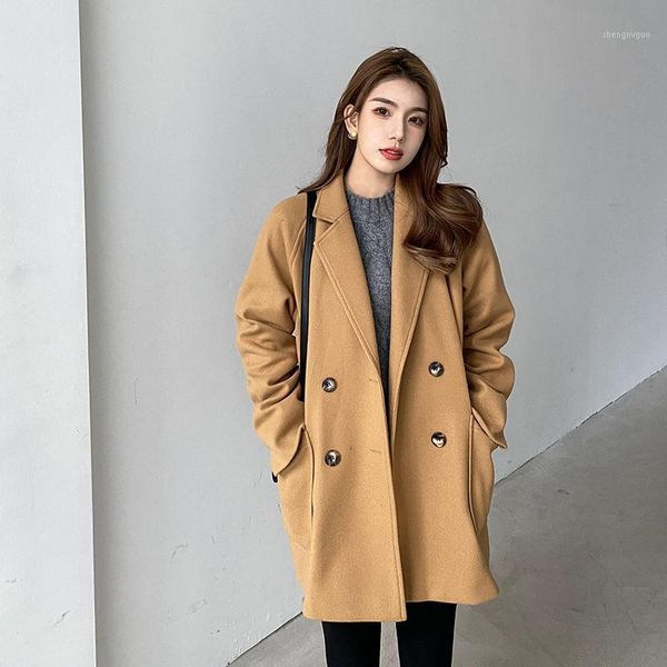women's wool & blends camel coat 2021 spring and autumn high-end temperament woolen female wild small windbreaker brown women m-4xl, Black
women's wool & blends camel coat 2021 spring and autumn high-end temperament woolen female wild small windbreaker brown women m-4xl, Black