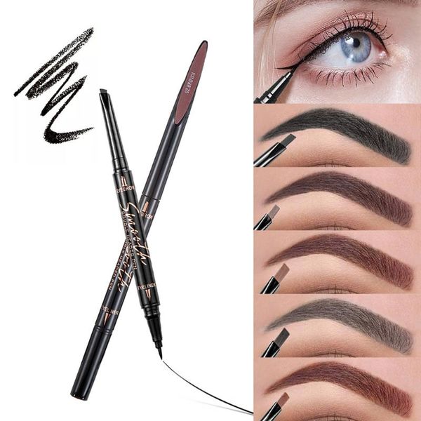 

pro 2 in 1 double ended eyebrow pencil eyeliners pen natural lasting not blooming smooth 3d makeup cosmetics tool eyeliner