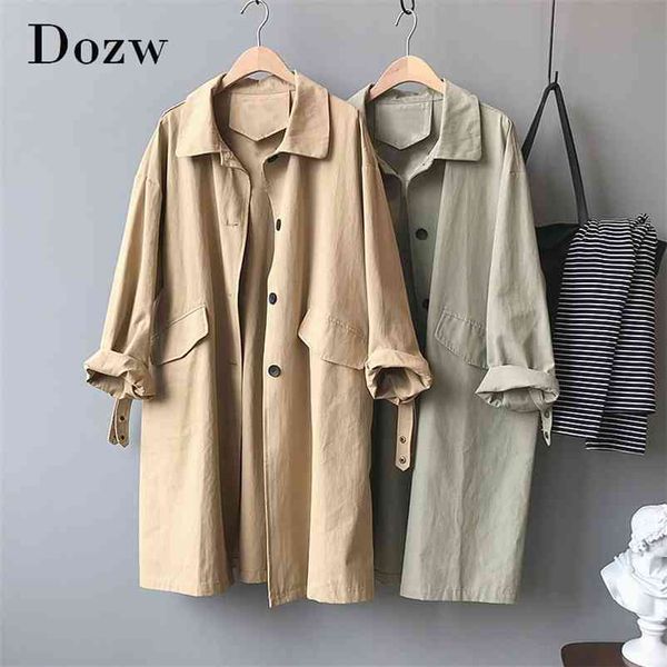 long trench coat for women fashion loose cotton overcoat with pockets solid single breasted casual windbreaker outerwear 210515, Tan;black
long trench coat for women fashion loose cotton overcoat with pockets solid single breasted casual windbreaker outerwear 210515, Tan;black