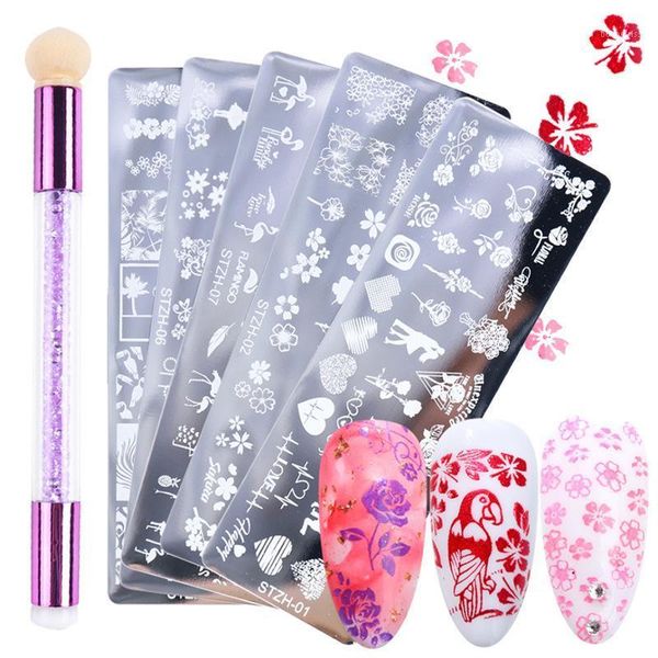 steel set nail stamping plates silicone sponge brush polish transfer stencils flower geometry diy template for art tool1
steel set nail stamping plates silicone sponge brush polish transfer stencils flower geometry diy template for art tool1