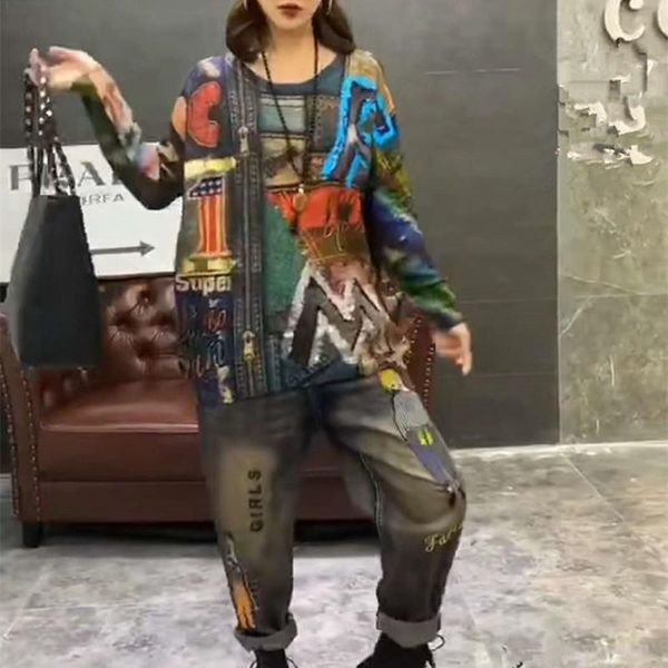 women's two piece pants autumn set women embroidery jeans+casual knitting t-shirt suit oversize 2 full casual, White
women's two piece pants autumn set women embroidery jeans+casual knitting t-shirt suit oversize 2 full casual, White