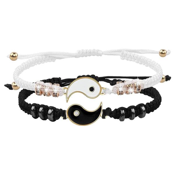 link, chain 2pcs mother daughter bracelet stainless steel tai chi diagram charm adjustable bracelets for women mother's day gifts, Black
link, chain 2pcs mother daughter bracelet stainless steel tai chi diagram charm adjustable bracelets for women mother's day gifts, Black