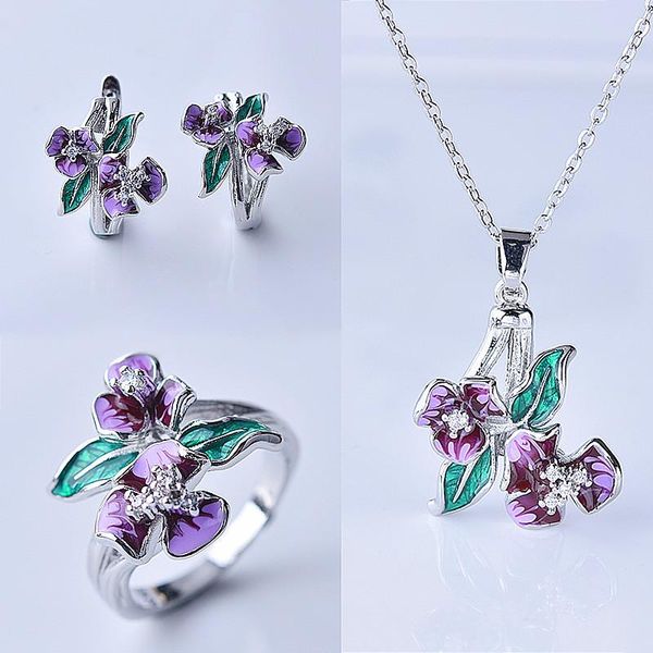 earrings & necklace luxury female enamel flower jewelry set charm silver color wedding clip for women cute crystal chain ring
earrings & necklace luxury female enamel flower jewelry set charm silver color wedding clip for women cute crystal chain ring