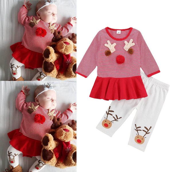 christmas baby girls outfits newborn clothing sets infant clothes long sleeve striped dress trousers pants 2pcs b8472, White
christmas baby girls outfits newborn clothing sets infant clothes long sleeve striped dress trousers pants 2pcs b8472, White