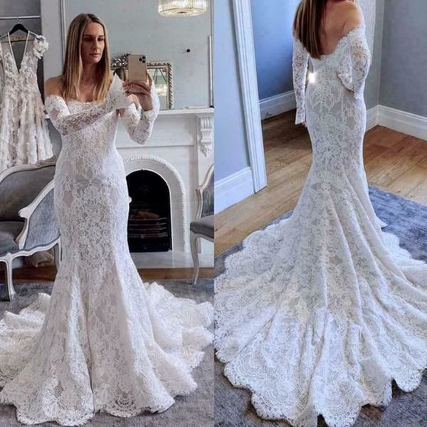 vintage arabic aso ebi mermaid full lace wedding gowns off shoulder long sleeves bridal dresses, White
vintage arabic aso ebi mermaid full lace wedding gowns off shoulder long sleeves bridal dresses, White