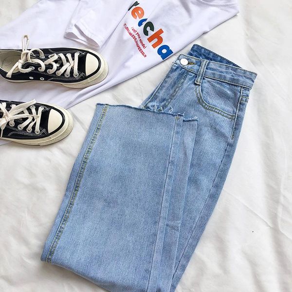 women's jeans vintage high waist straight for women 2021 spring causal light blue slim denim pants ripped femme
women's jeans vintage high waist straight for women 2021 spring causal light blue slim denim pants ripped femme