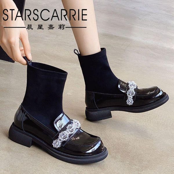boots crystal flower flat ankle female 2021 autumn and winter cow patent leather sleeve student fashion elastic, Black
boots crystal flower flat ankle female 2021 autumn and winter cow patent leather sleeve student fashion elastic, Black