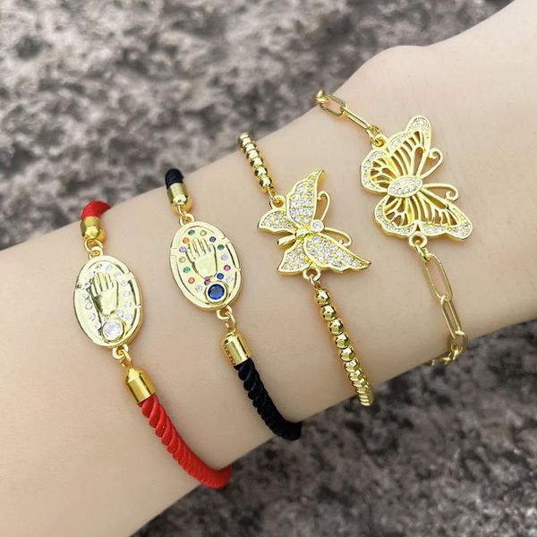 charm bracelets eyika gold color zircon fatima hand adjustable rope chain bracelet for women butterfly charms bangle versatile party jewelry, Golden;silver
charm bracelets eyika gold color zircon fatima hand adjustable rope chain bracelet for women butterfly charms bangle versatile party jewelry, Golden;silver