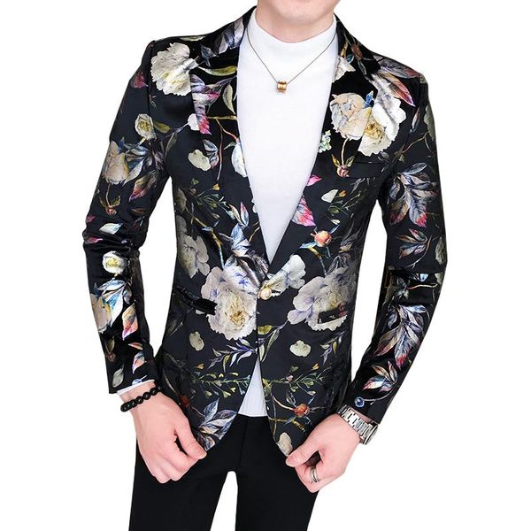 men's suits & blazers 2021 blazer floral suit jacket korean style young fashion streetwear slim fit fancy printed casual male, White;black
men's suits & blazers 2021 blazer floral suit jacket korean style young fashion streetwear slim fit fancy printed casual male, White;black