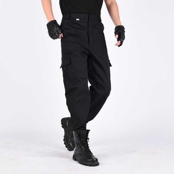men's pants men solid color multi pockets training long cargo hiking straight trousers plus size for male, Black
men's pants men solid color multi pockets training long cargo hiking straight trousers plus size for male, Black