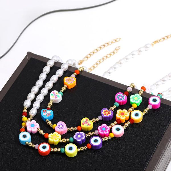 chokers deisgn vintage imitaiton pearl beaded colorful soft pottery flower heart eye necklace for women girls jewelry accessories, Golden;silver
chokers deisgn vintage imitaiton pearl beaded colorful soft pottery flower heart eye necklace for women girls jewelry accessories, Golden;silver