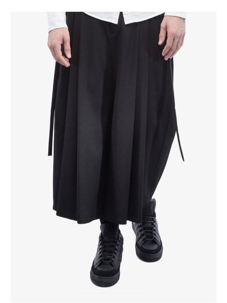 men's pants black hemmed wide leg seven-point pleated loose ethnic style street yamamoto skirt
men's pants black hemmed wide leg seven-point pleated loose ethnic style street yamamoto skirt