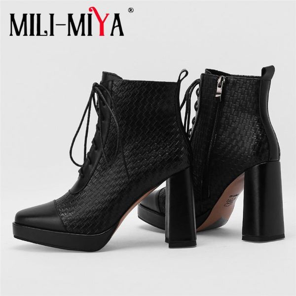 boots mili-miya 2022 platform ankle women autumn winter lace up thick high heel ladies fashion round toe casual footwear, Black
boots mili-miya 2022 platform ankle women autumn winter lace up thick high heel ladies fashion round toe casual footwear, Black