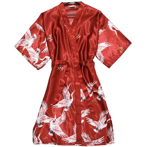 women's sleepwear women silky cranes red kimono robe 3/4 sleeve satin bathrobe loungewear, knee-high, Black;red
women's sleepwear women silky cranes red kimono robe 3/4 sleeve satin bathrobe loungewear, knee-high, Black;red