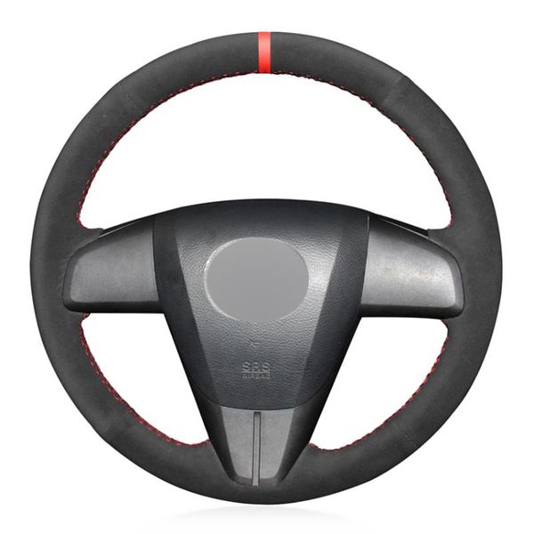 black suede hand-stitched soft car steering wheel cover for 3 axela 5 6 cx-7 cx-9 speed3 (us) 2010-2013 covers 
black suede hand-stitched soft car steering wheel cover for 3 axela 5 6 cx-7 cx-9 speed3 (us) 2010-2013 covers