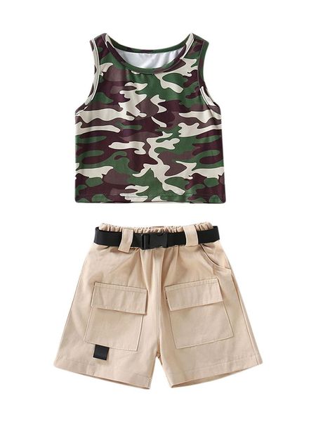 clothing sets boys three-piece clothes set, army green sleeveless round collar + shorts waistband, White
clothing sets boys three-piece clothes set, army green sleeveless round collar + shorts waistband, White
