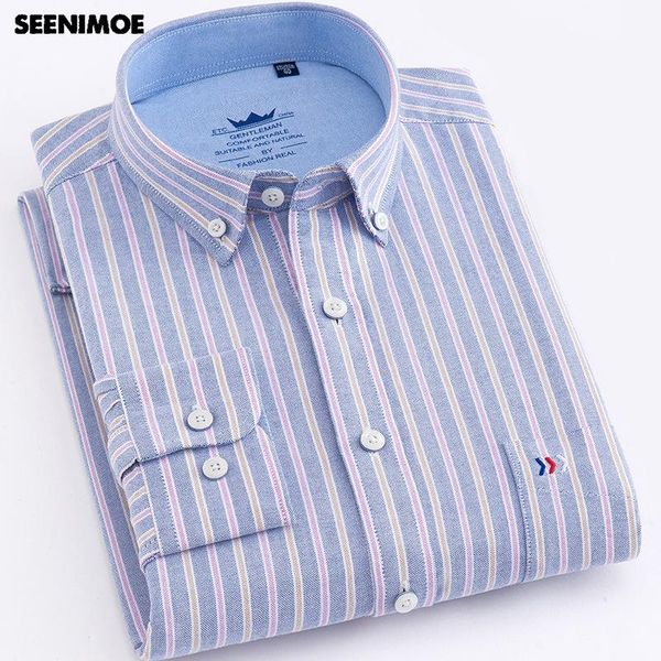 men's casual shirts seenimoe mens spring cotton striped shirt men oxford full sleeve s-4xl smart 2022, White;black
men's casual shirts seenimoe mens spring cotton striped shirt men oxford full sleeve s-4xl smart 2022, White;black
