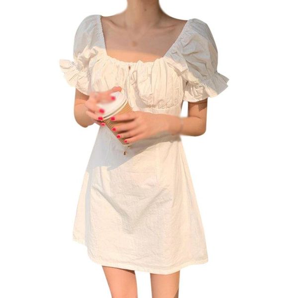 casual dresses kawaii white dress bubble sleeve square neck female women summer vestidos, Black;gray
casual dresses kawaii white dress bubble sleeve square neck female women summer vestidos, Black;gray