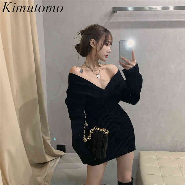 kimutomo knitted woman mini dress spring autumn black v-neck solid long sleeve party dress korean fashion elegant 210521, Black;gray
kimutomo knitted woman mini dress spring autumn black v-neck solid long sleeve party dress korean fashion elegant 210521, Black;gray