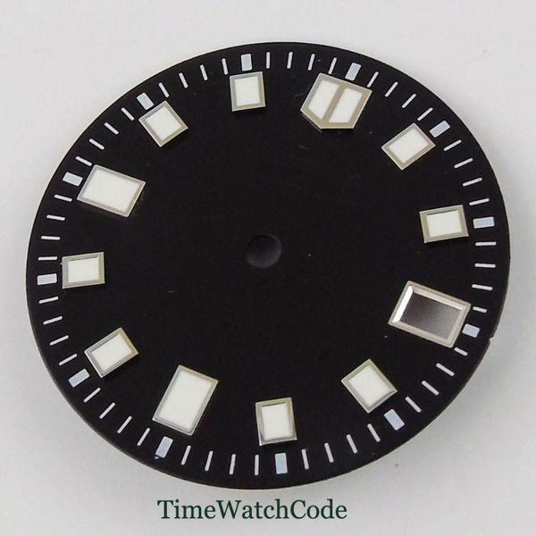 repair tools & kits 28.5mm watch dial parts fit for nh35a automatic movement black green lume stainless steel