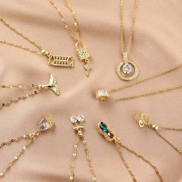 pendant necklaces 18k real gold aaatitanium steel jewelry necklace fish tail collar women's zirconia clavicle chain, Silver
pendant necklaces 18k real gold aaatitanium steel jewelry necklace fish tail collar women's zirconia clavicle chain, Silver
