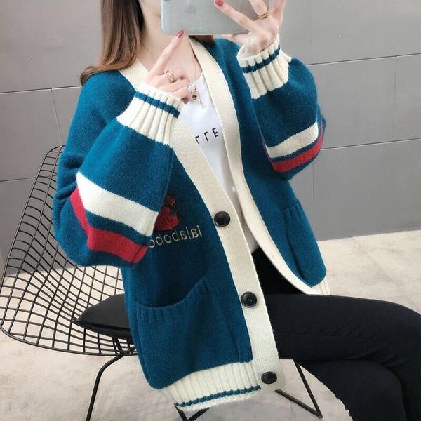 sweaters early korean loose knitted cardigan women's spring and autumn lazy style sweater coat, White;black
sweaters early korean loose knitted cardigan women's spring and autumn lazy style sweater coat, White;black
