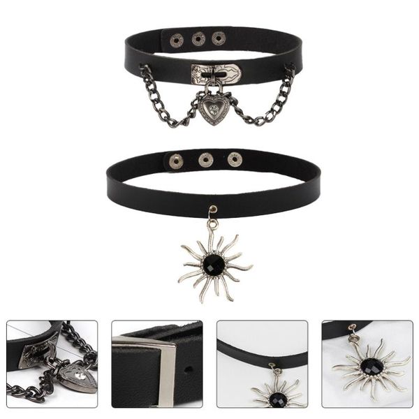 2pcs necklace creative neck chain punk decoration (black) pendant necklaces, Silver
2pcs necklace creative neck chain punk decoration (black) pendant necklaces, Silver