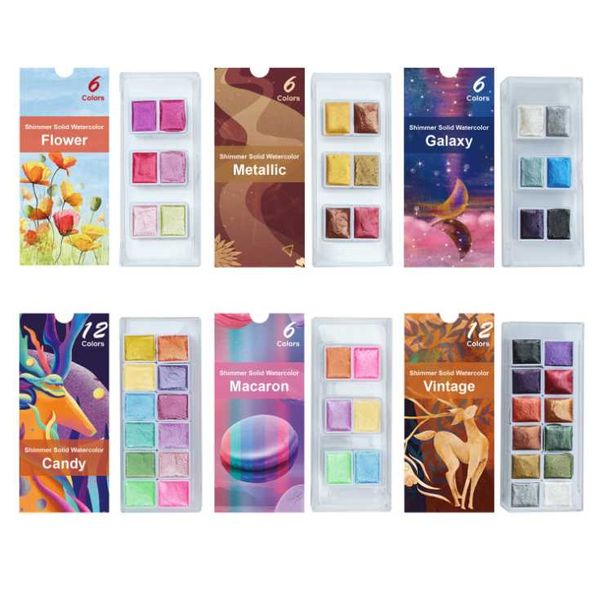 gift sets 6/12colors solid watercolor paint set pearlescent high-gloss metal portable art students professional painting
gift sets 6/12colors solid watercolor paint set pearlescent high-gloss metal portable art students professional painting