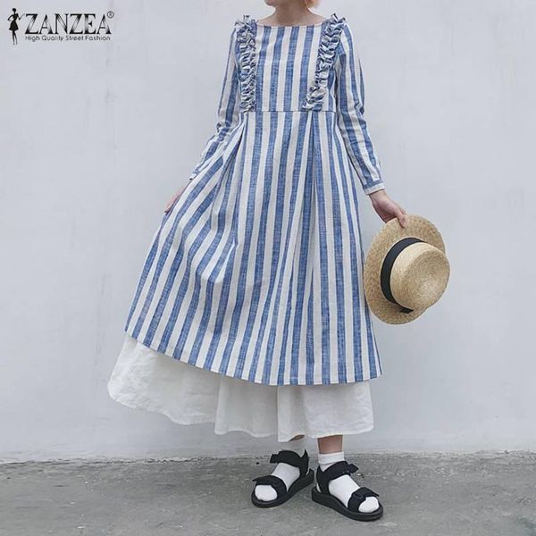 casual dresses oversize elegant spriped midi dress women's spring zanzea 2021 korean style ruffle long vestidos female high waist robe, Black;gray
casual dresses oversize elegant spriped midi dress women's spring zanzea 2021 korean style ruffle long vestidos female high waist robe, Black;gray