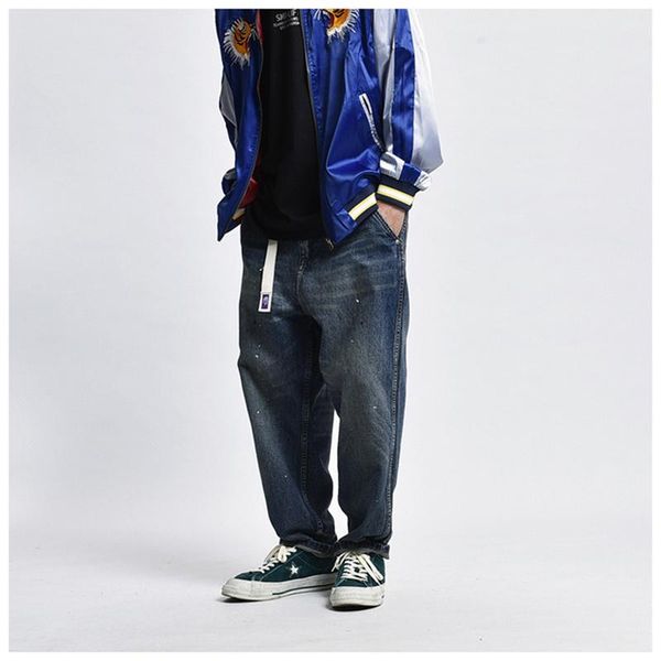 men's jeans washed distressed men splash ink dark blue denim pants mens streetwear casual baggy trousers
men's jeans washed distressed men splash ink dark blue denim pants mens streetwear casual baggy trousers