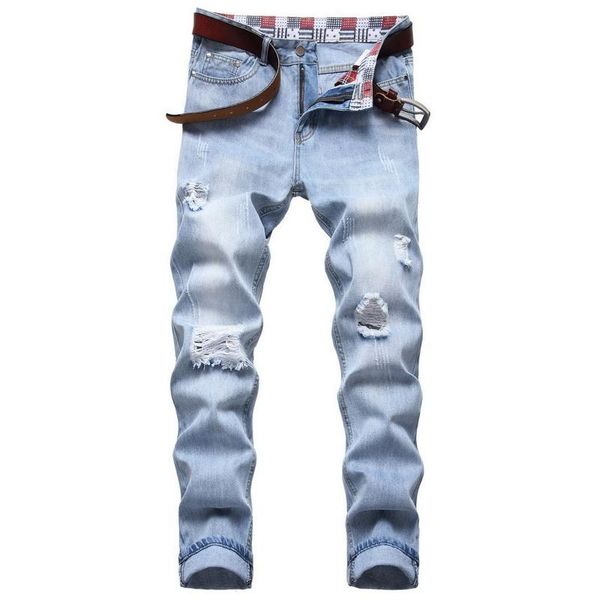 fashion male denim pants casual ripped trousers cotton slim solid jeans outwears concise hole light blue small straight men's
fashion male denim pants casual ripped trousers cotton slim solid jeans outwears concise hole light blue small straight men's