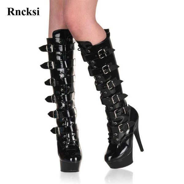 boots rncksi fashion women buckle straps round toe party quee high heels shoes dance 15cm knee, Black
boots rncksi fashion women buckle straps round toe party quee high heels shoes dance 15cm knee, Black