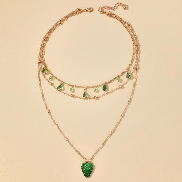 chains bohemian green leaf pendant necklacechain choker multi-layer necklace water drop shiny rhinestone for women jewelry2021, Silver
chains bohemian green leaf pendant necklacechain choker multi-layer necklace water drop shiny rhinestone for women jewelry2021, Silver