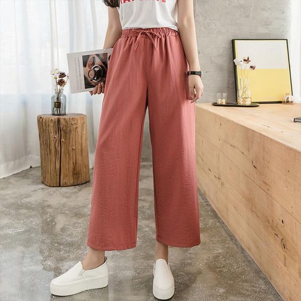 summer spring fashion tide black womens capri casual loose elastic waist high wide leg women calf length cotton linen pants, Black;white
summer spring fashion tide black womens capri casual loose elastic waist high wide leg women calf length cotton linen pants, Black;white
