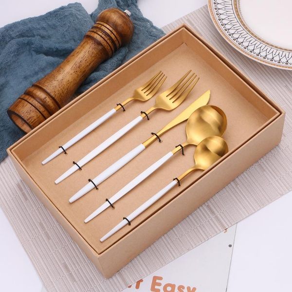 dinnerware sets 30pcs cutlery set matte white gold stainless steel tableware forks knives spoons fork spoon wedding gift box
dinnerware sets 30pcs cutlery set matte white gold stainless steel tableware forks knives spoons fork spoon wedding gift box