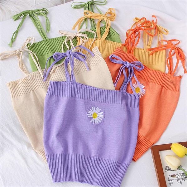 knitting camisoles summer daisy women camis embroidery square neck knitted crop bow tie straps adjustable cami, White
knitting camisoles summer daisy women camis embroidery square neck knitted crop bow tie straps adjustable cami, White