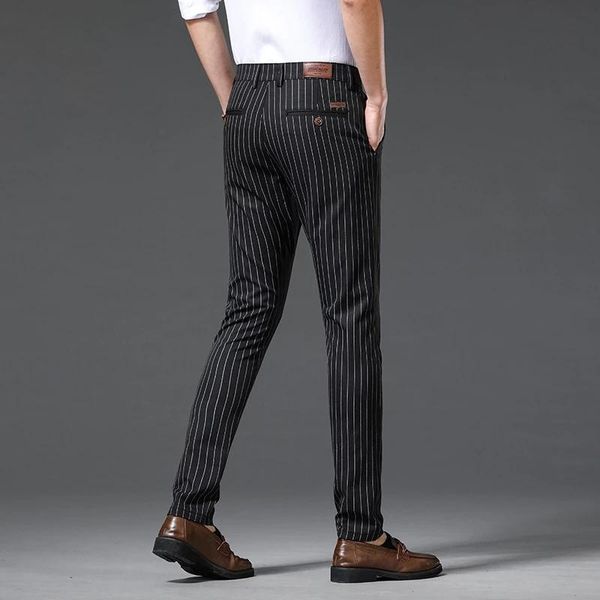 men's pants 2021 autumn slim striped casual business fashion brushed fabric stretch comfort trousers male brand clothes, Black
men's pants 2021 autumn slim striped casual business fashion brushed fabric stretch comfort trousers male brand clothes, Black