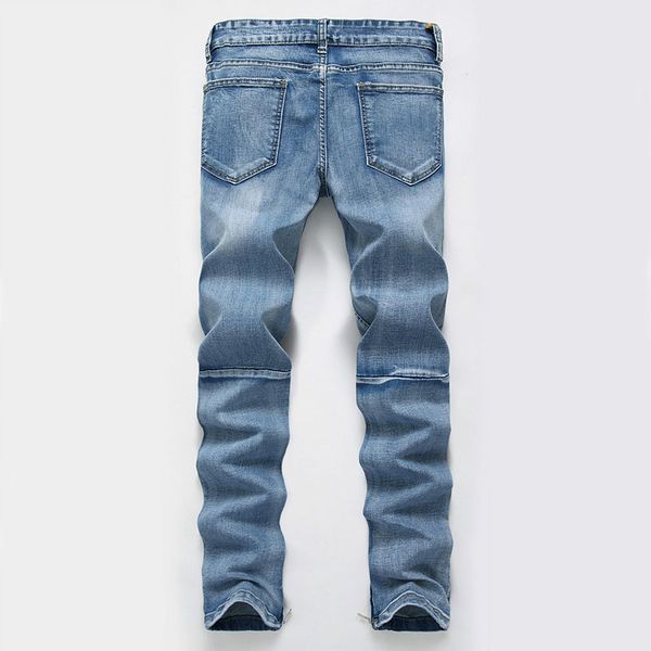 men casual jeans hiphop denim pants side zipper knees holes bleached scratched fashionable high qulaity, Blue
men casual jeans hiphop denim pants side zipper knees holes bleached scratched fashionable high qulaity, Blue
