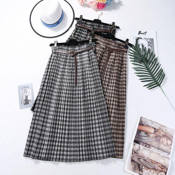 vintage plaid pleated long skirts winter women punk rock korean woolen skirt with belt streetwear high waist midi, Black
vintage plaid pleated long skirts winter women punk rock korean woolen skirt with belt streetwear high waist midi, Black